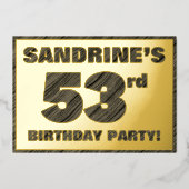 Invitation En Aluminium Fête d'anniversaire de 53 ans — Texte à grain de b (Recto)