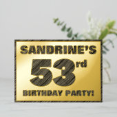 Invitation En Aluminium Fête d'anniversaire de 53 ans — Texte à grain de b (Debout devant)
