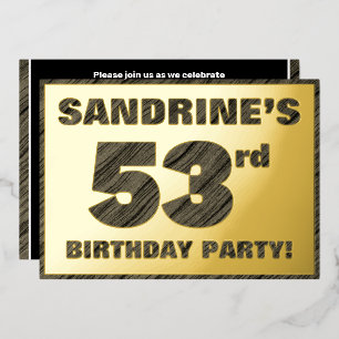 Invitation En Aluminium Fête d'anniversaire de 53 ans — Texte à grain de b