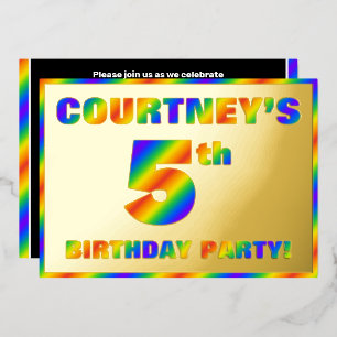 Invitation En Aluminium Fête d'anniversaire de 5 ans — “5” au spectre arc-