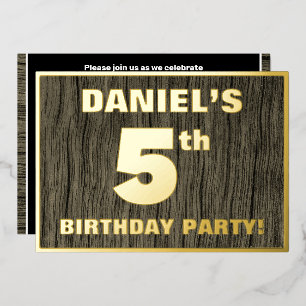 Invitation En Aluminium Fête d'anniversaire de 5 ans : motif gras de faux