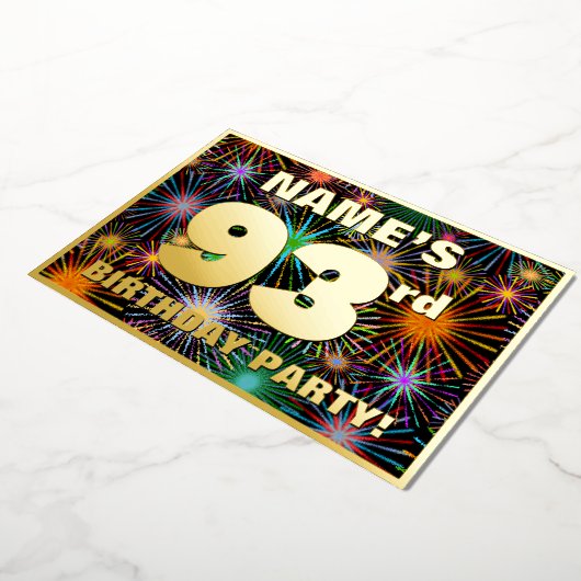 Invitation En Aluminium Fête d'anniversaire de 93 ans — Feu d'artifice amu (Rotation)