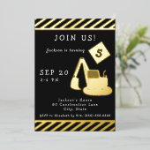 Invitation En Aluminium Fête d'anniversaire de construction pour Boy Gold (Debout devant)