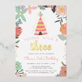 Invitation En Aluminium Fête d'anniversaire de Young, Wild & Three (Recto)