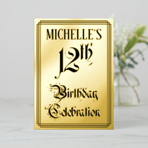 Invitation En Aluminium Fête d'anniversaire des 12 ans — Écriture élégante