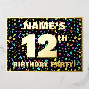 Invitation En Aluminium Fête d'anniversaire des 12 ans — Motif d'étoiles c