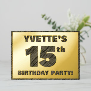 Invitation En Aluminium Fête d'anniversaire des 15 ans — Texte à grain de