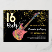 Invitation En Aluminium Fête d'anniversaire des 16 ans Rock and Roll (Recto)