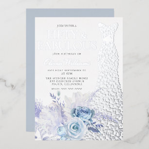 Invitation En Aluminium Fête d'anniversaire des 50 ans de Blue Roses Argen
