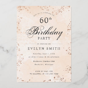 Invitation En Aluminium Fête d'anniversaire des 60 ans abricot pêche or ro