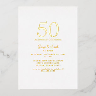 Invitation En Aluminium Fête d'anniversaire du Mariage d'or simple