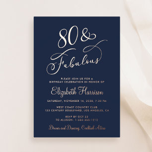 Invitation En Aluminium Fête d'anniversaire élégante 80 ans et fabuleuse B