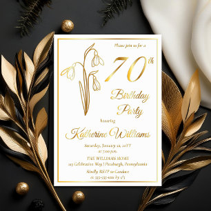 Invitation En Aluminium Fête d'anniversaire élégante des perce-neige 70 an