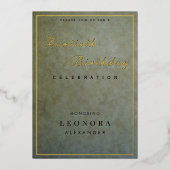 Invitation En Aluminium Fête d'anniversaire élégante en or sage pour tout  (Recto)