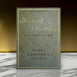 Invitation En Aluminium Fête d'anniversaire élégante Sage Gold pour tout j