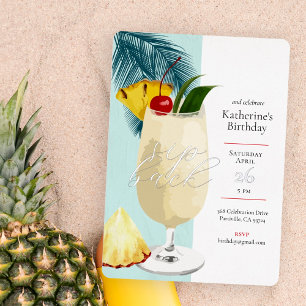 Invitation En Aluminium Fête d'anniversaire Fun Tropical Cocktail Pina Col