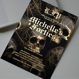 Invitation En Aluminium Fête d'anniversaire Halloween moderne 50 ans Crâne