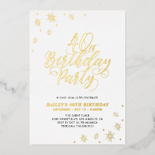 Invitation En Aluminium Fête d'anniversaire moderne 40e Real Foil Invitati