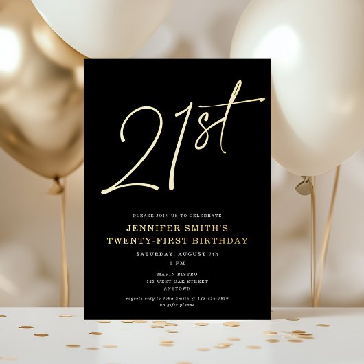 Invitation En Aluminium Fête d'anniversaire moderne chic script vingt-et-u