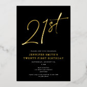 Invitation En Aluminium Fête d'anniversaire moderne chic script vingt-et-u (Recto)