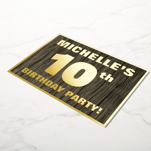 Invitation En Aluminium Fête d'anniversaire pour les 10 ans: Motif gras de (Rotation)