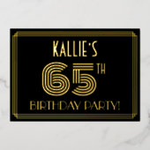 Invitation En Aluminium Fête d'anniversaire pour les 65 ans — Style Art dé (Recto)