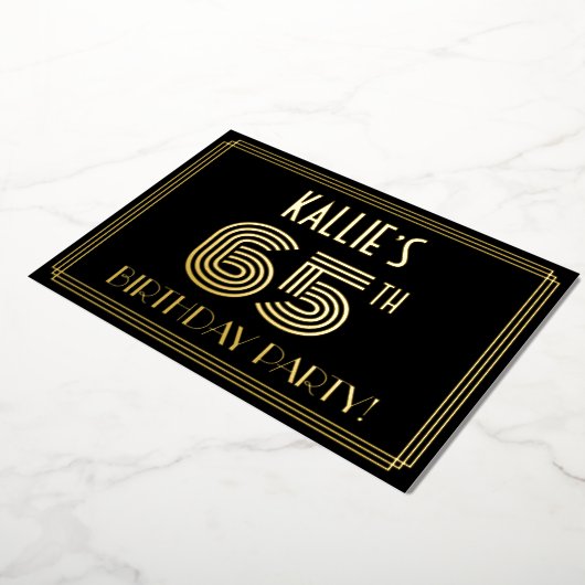 Invitation En Aluminium Fête d'anniversaire pour les 65 ans — Style Art dé (Rotation)