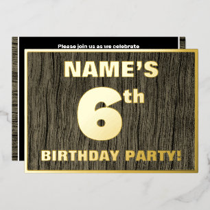 Invitation En Aluminium Fête d'anniversaire pour les 6 ans : Motif grain d