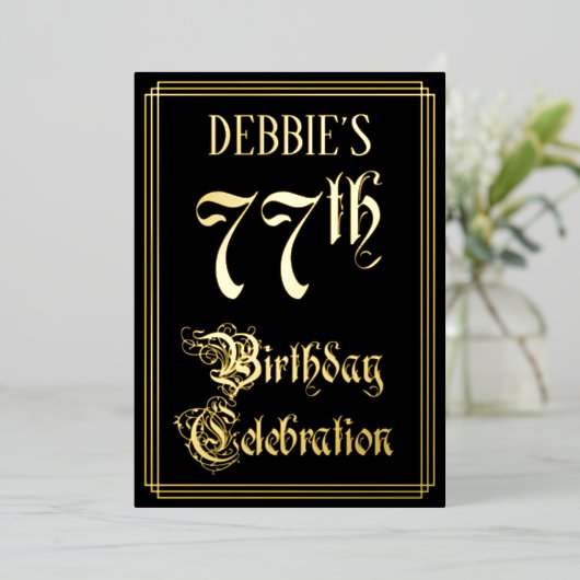 Invitation En Aluminium Fête d'anniversaire pour les 77 ans — Écriture fan (Debout devant)