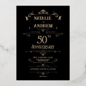 Invitation En Aluminium Fête d'anniversaire romantique d'or Then & Now Pho (Verso)