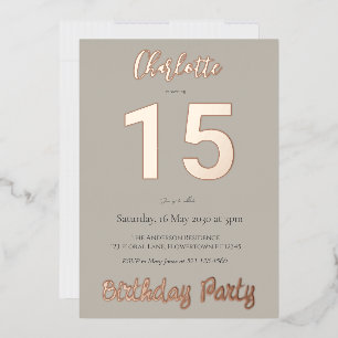 Invitation En Aluminium Fête d'anniversaire Simple Moderne 15 ans