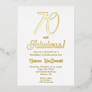 Invitation En Aluminium Fête d'anniversaire soixante-dix ans fabuleuse ave