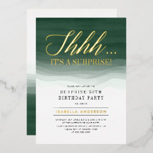 Invitation En Aluminium Fête d'anniversaire surprise vert émeraude et aqua