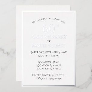 Invitation En Aluminium Fête de 60e anniversaire de mariage moderne et élé