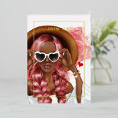 Invitation En Aluminium Fête de Bachelorette à l'encre rouge et or (Debout devant)