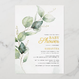 Invitation En Aluminium Fête de bébé à la verdure d'eucalyptus botanique O