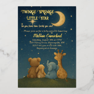 Invitation En Aluminium Fête de Bébé Petite Étoile Paillette Brillante