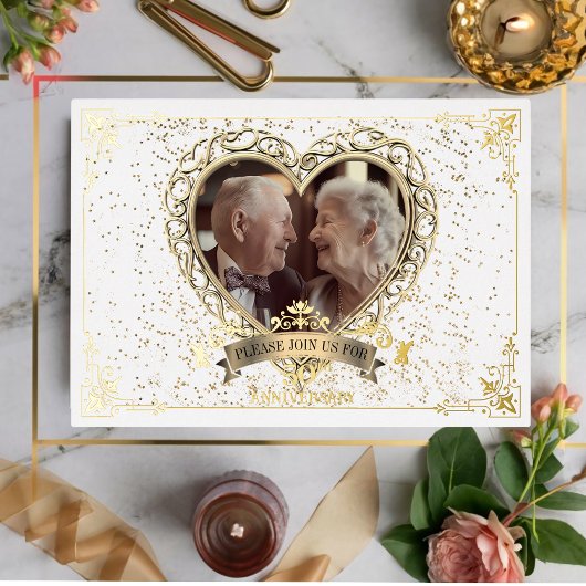 Invitation En Aluminium Fête de célébration du 50e anniversaire de Love he