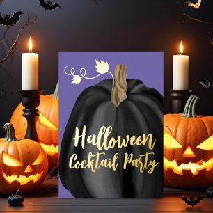 Invitation En Aluminium Fête de cocktail d'Halloween Citrouille Or Violet