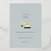 Invitation En Aluminium Fête de construction Digger Foil Anniversaire Invi (Recto)