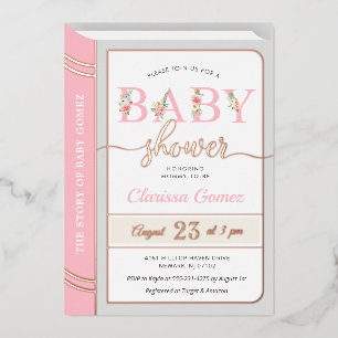 Invitation En Aluminium Fête de conte de fées pour bébé fille Rose rose