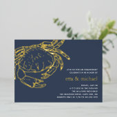 Invitation En Aluminium Fête de crabe d'été Gold Foil (Debout devant)