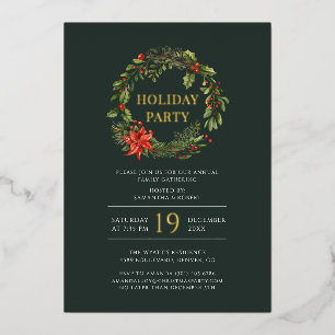 Invitation En Aluminium Fête de famille festive Couronne de Noël Party