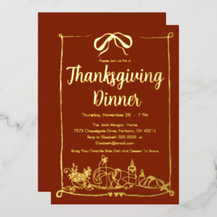 Invitation En Aluminium Fête de fête de Thanksgiving Dîner