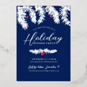 Invitation En Aluminium Fête de fêtes argent bleu rouge Noël (Recto)