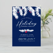 Invitation En Aluminium Fête de fêtes argent bleu rouge Noël (Debout devant)