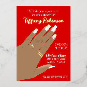 Invitation En Aluminium Fête de fiançailles africaine-américaine montrant