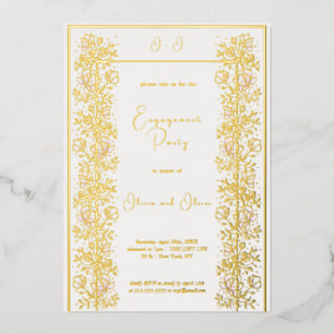 Invitation En Aluminium Fête de Fiançailles au Magnolia Rose