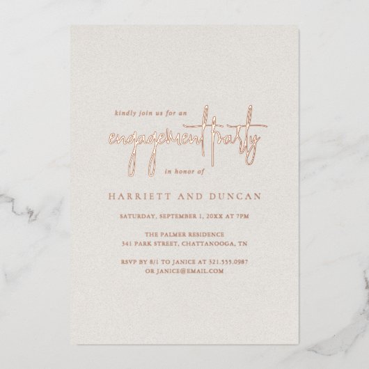 Invitation En Aluminium Fête de fiançailles élégante Beige neutre intempor (Recto)