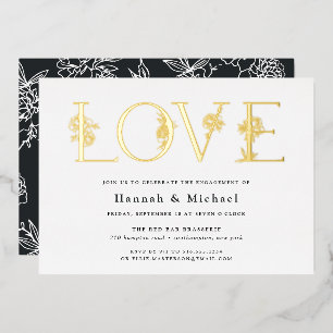 Invitation En Aluminium Fête de fiançailles Floral LOVE Jardin Secret